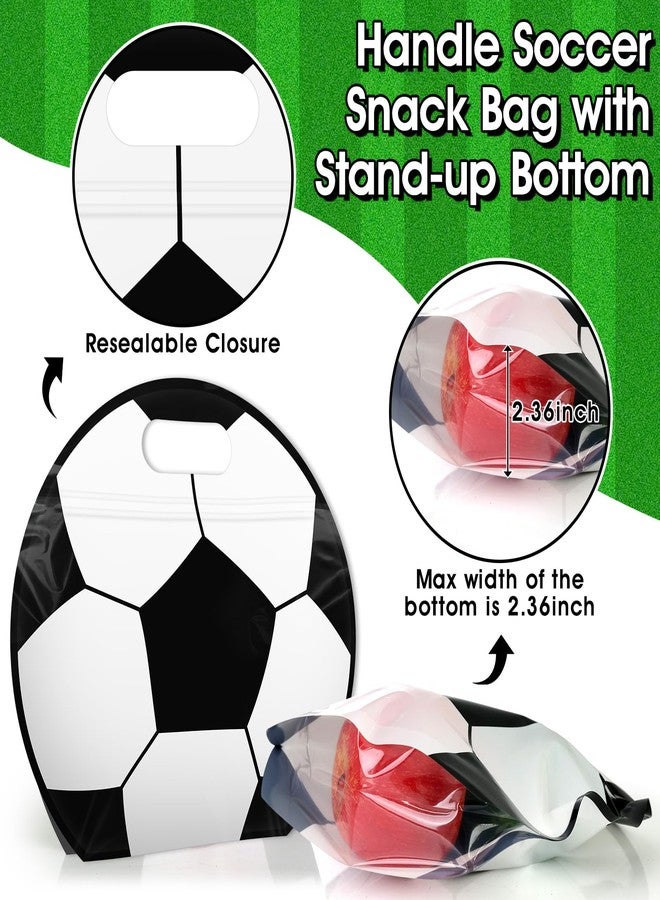 AKAIXI 24pcs Soccer Snack Bags with Handles Reusable Sealed Candy Bags, Stand-up Bottom Goodie Bags for Soccer Sport Game Day Practice Birthday Gifts and Soccer Party Supplies, Soccer Training Treat Bags - Image 3